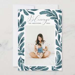 Cartes Pour Fêtes Annuelles Bénédictions. Noël religieux bleu aquarelle