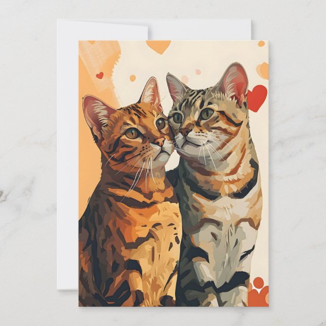 Cartes Pour Fêtes Annuelles Bengals Chats Saint Valentin (Devant)