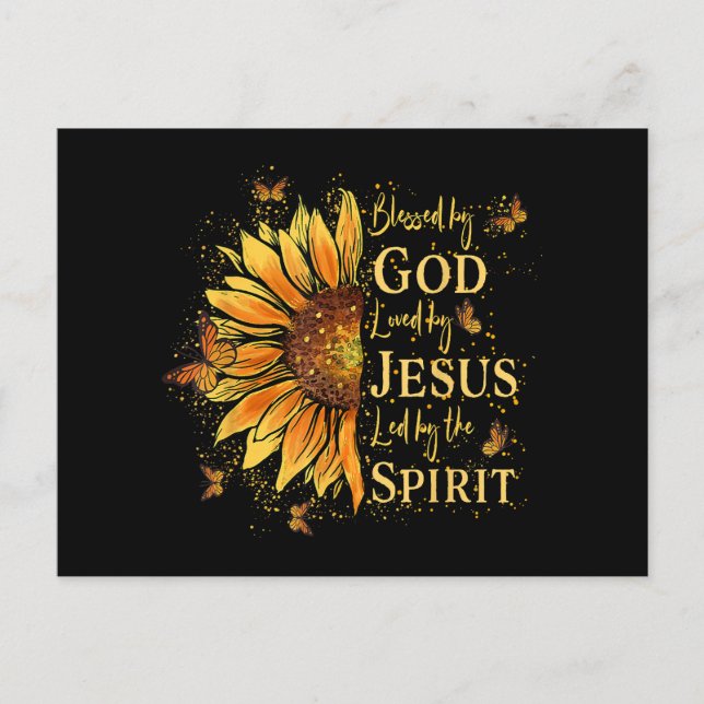 Cartes Pour Fêtes Annuelles Béni Par Dieu - Aimé Par Jésus, Tournesol (Devant)