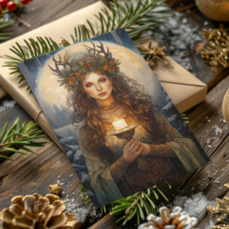 Cartes Pour Fêtes Annuelles Béni Yule Winter Solstice High Priestess