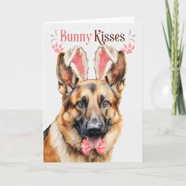 Cartes Pour Fêtes Annuelles Berger allemand à Bunny Ears pour Pâques (Devant)