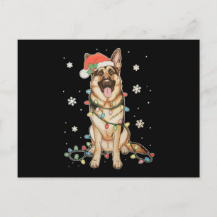 Cartes Pour Fêtes Annuelles Berger Allemand Chapeau de Père Noël Lumières de N
