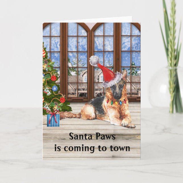 Cartes Pour Fêtes Annuelles Berger allemand de Noël Santa Paws  (Devant)