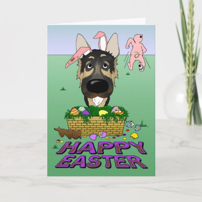 Cartes Pour Fêtes Annuelles Berger allemand Joyeuses Pâques (Devant)