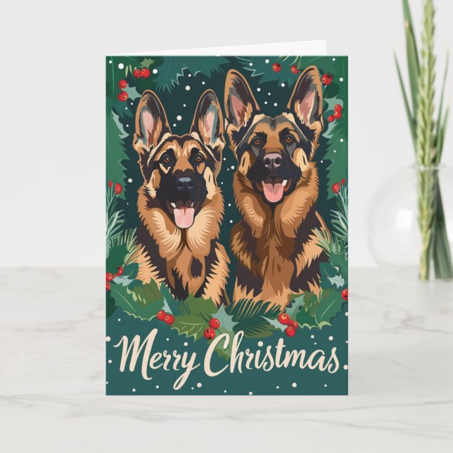Cartes Pour Fêtes Annuelles Berger allemand Joyeux Noël personnalisé (Devant)