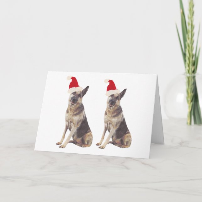 Cartes Pour Fêtes Annuelles Berger allemand Santa Hat (Devant)