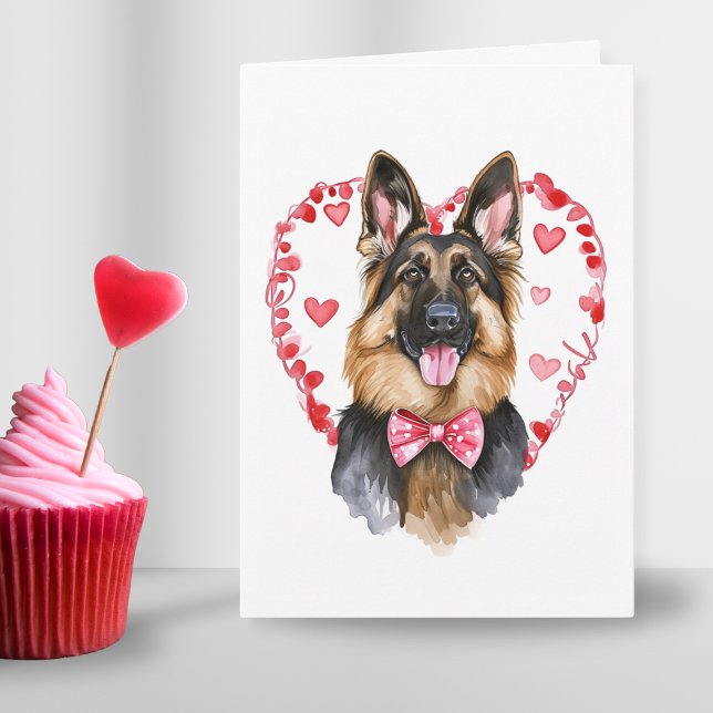 Cartes Pour Fêtes Annuelles Berger allemand Valentines Jour Amour Coeur Person (German Shepherd Valentines Day Love Heart Custom Holiday Card)
