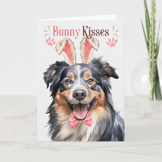 Cartes Pour Fêtes Annuelles Berger anglais à Bunny Ears pour Pâques (Devant)