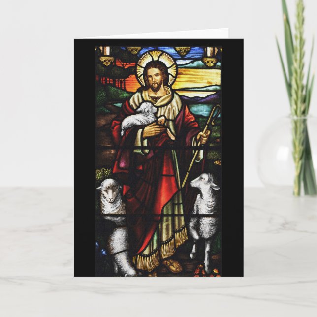 Cartes Pour Fêtes Annuelles Berger de Jésus et ses moutons (Devant)