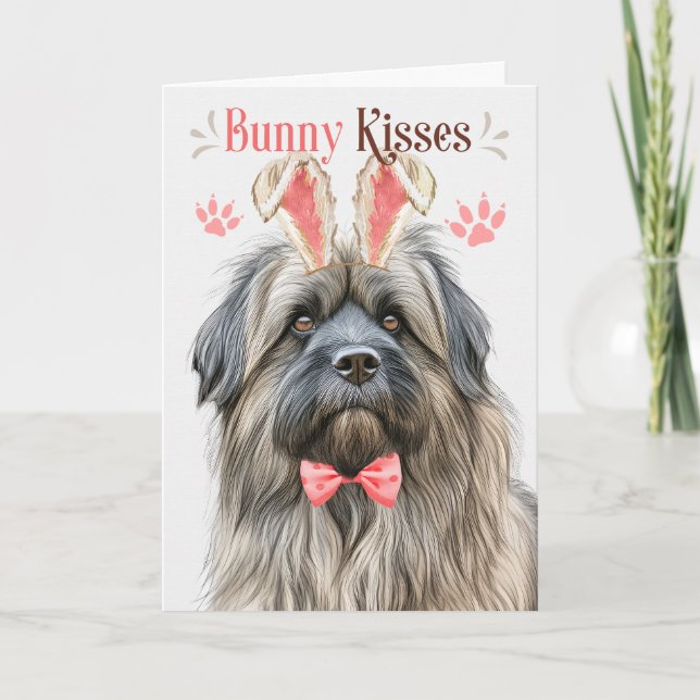 Cartes Pour Fêtes Annuelles Berger des Pyrénées à Bunny Ears pour Pâques (Devant)