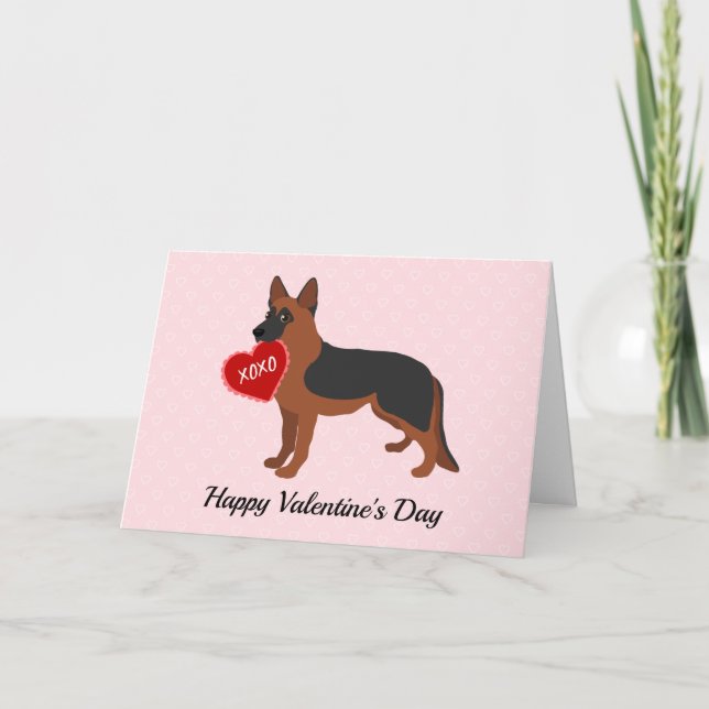 Cartes Pour Fêtes Annuelles Berger noir et rouge allemand Saint-Valentin (Devant)