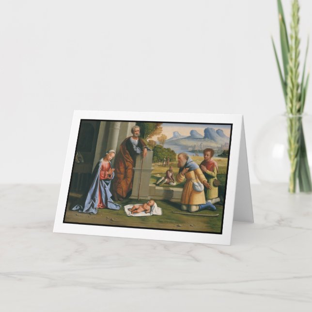 Cartes Pour Fêtes Annuelles Bergers adorer le bébé Jésus (Devant)