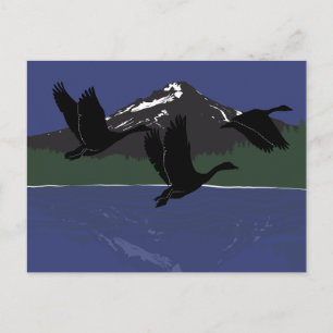 Cartes Pour Fêtes Annuelles Bernaches du Canada volant au-dessus du Mountain L