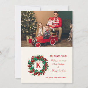 Cartes Pour Fêtes Annuelles Berries Wreath Photo Holiday Card