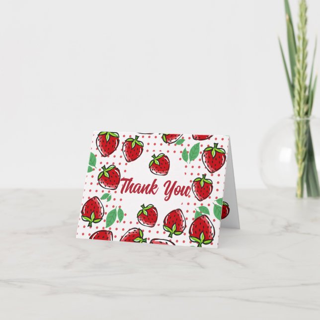 Cartes Pour Fêtes Annuelles Berry aux fraises sucrées Premier anniversaire (Devant)
