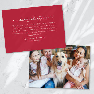 Cartes Pour Fêtes Annuelles Berry Red Simple Script Photo