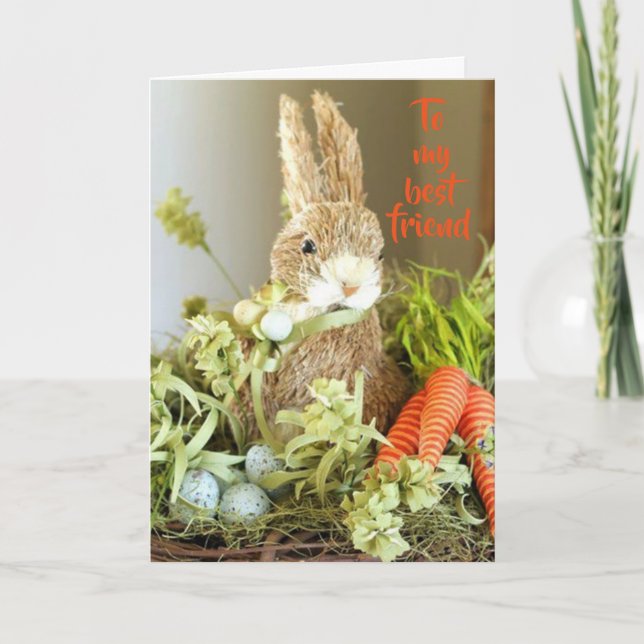 CARTES POUR FÊTES ANNUELLES **BEST AMI** HAPPY EASTER DIT CUTE BUNNY (Devant)