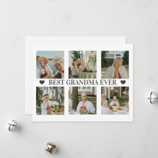 Cartes Pour Fêtes Annuelles Best Grandma Ever Photo Collage – Gift with Hearts
