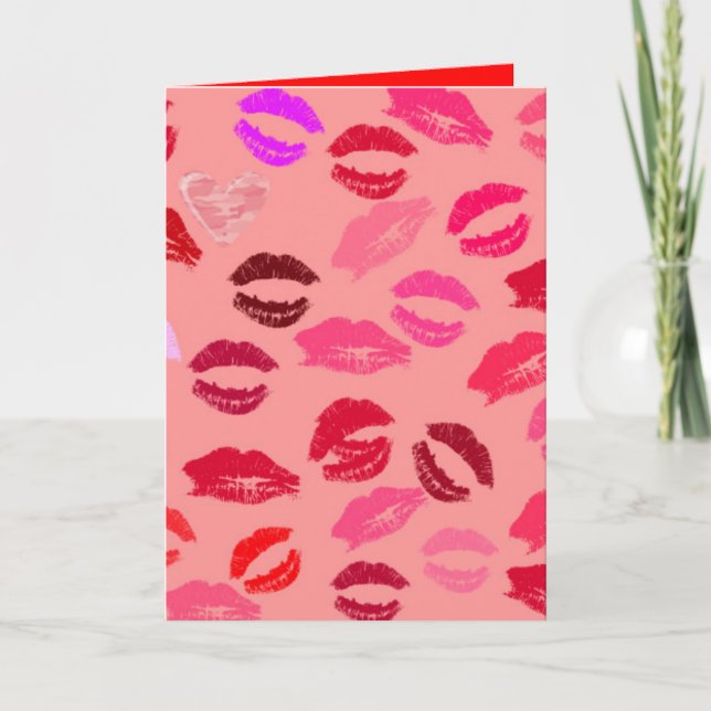 CARTES POUR FÊTES ANNUELLES BEST VALENTINE'S DAY GREETING CARDS - KISSES LOVE (Devant)