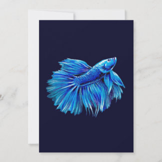 Cartes Pour Fêtes Annuelles Bêta bleu poisson dans la marine |Aquarium Lover