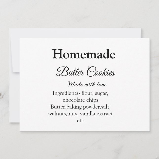 Cartes Pour Fêtes Annuelles Beurre fait maison biscuits faits avec amour ajout (Devant)