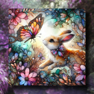 Cartes Pour Fêtes Annuelles Beurre mignon chasse papillon en verre tendu Pâque