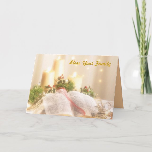 Cartes Pour Fêtes Annuelles Bible, bougies et houx - (Devant)