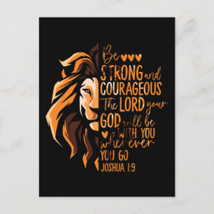 Cartes Pour Fêtes Annuelles Bible chrétienne Verse Joshua 1:9 Lion