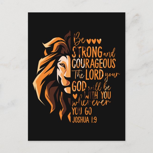 Cartes Pour Fêtes Annuelles Bible chrétienne Verse Joshua 1:9 Lion (Devant)