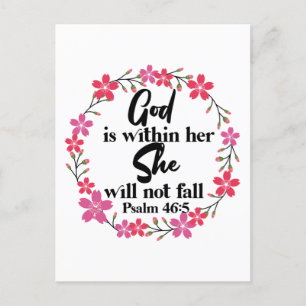 Cartes Pour Fêtes Annuelles Bible chrétienne Verse Psaume 46:5 Fleur