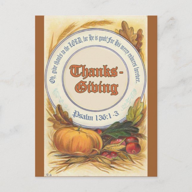 Cartes Pour Fêtes Annuelles Bible chrétienne Verse Thanksgiving (Devant)