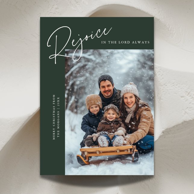 Cartes Pour Fêtes Annuelles Bible Rejoice Religieux Noël Photo Green (Créateur téléchargé)