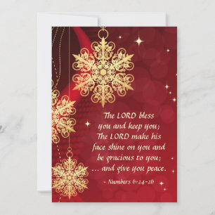 Cartes Pour Fêtes Annuelles Bible Seigneur vous bénisse Elégant Rouge Noël Pla