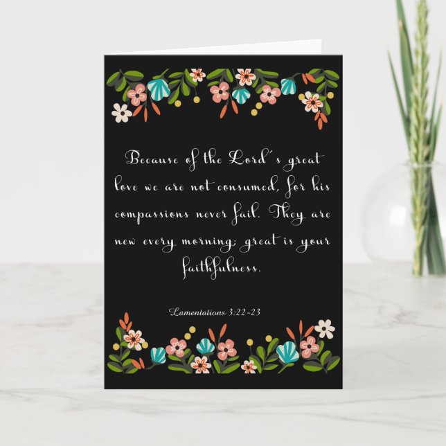 Cartes Pour Fêtes Annuelles Bible Verse Art - Lamentation 3:22-23 (Devant)
