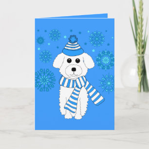 Cartes Pour Fêtes Annuelles Bichon d'hiver