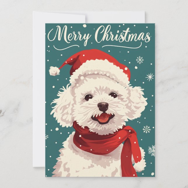 Cartes Pour Fêtes Annuelles Bichon Frise Joyeux Noël (Devant)