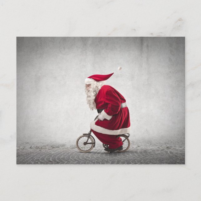 Cartes Pour Fêtes Annuelles Bicycle de Santa Claus (Devant)