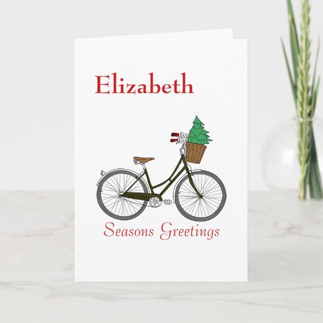 Cartes Pour Fêtes Annuelles Bicyclette Festive Personnalisée Joyeuses Fêtes (Devant)