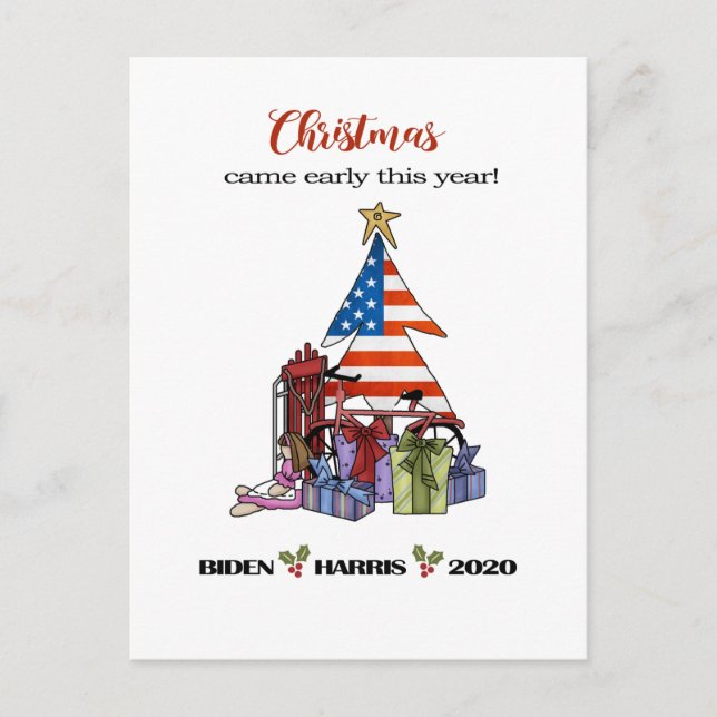 Cartes Pour Fêtes Annuelles Biden/Harris 2020 Arbre de Noël/Présents (Devant)
