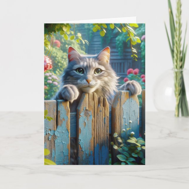 Cartes Pour Fêtes Annuelles Bien Bientôt Chat Sur La Clôture (Devant)