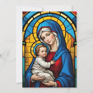 Cartes Pour Fêtes Annuelles Bienheureuse Mère Marie et Bébé Jésus - Vierge Mar