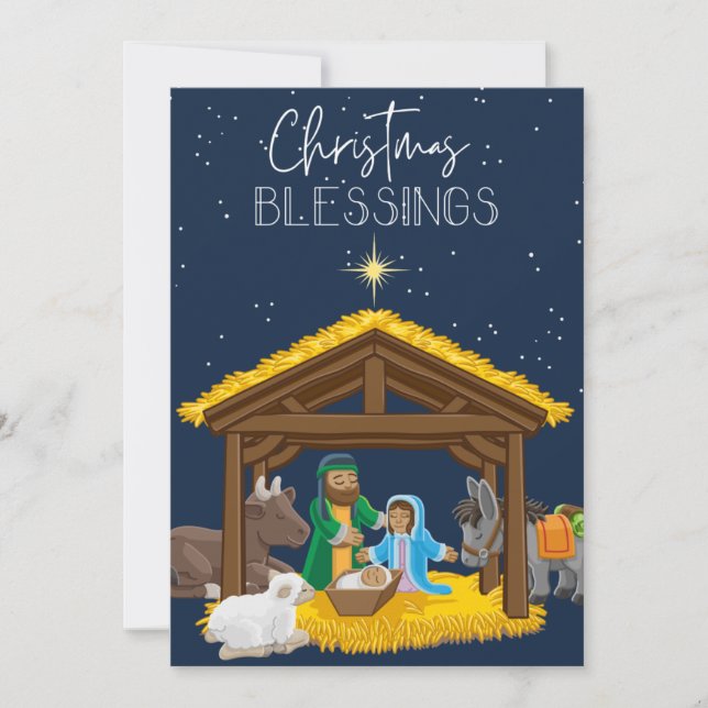 Cartes Pour Fêtes Annuelles Bienheureux Noël Nativité Bébé Jésus chrétien (Devant)