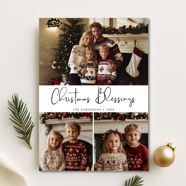 Cartes Pour Fêtes Annuelles Bienheureux Noël Religieux Avec Enfants Photo (Créateur téléchargé)