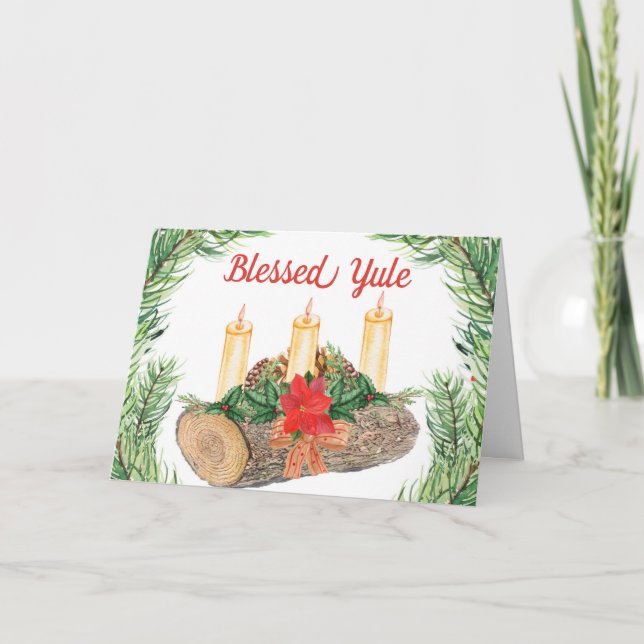 Cartes Pour Fêtes Annuelles Bienheureux Yule Log Pagan Wicca (Devant)