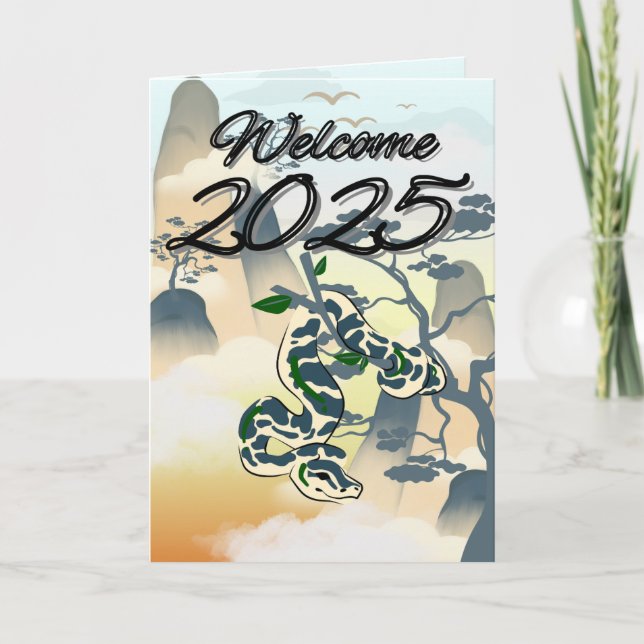 Cartes Pour Fêtes Annuelles Bienvenue 2025 : Funny Snake New Year Card (Devant)
