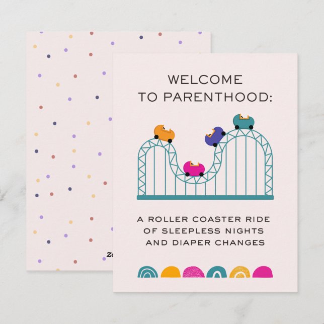 CARTES POUR FÊTES ANNUELLES BIENVENUE AU DESSOUS DE VERRE PARENTHOOD ROLLER (Devant / Derrière)