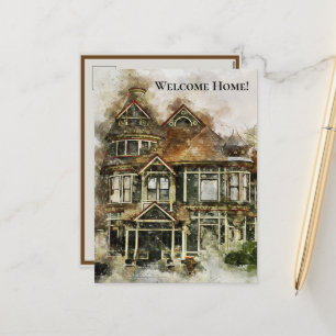 Cartes Pour Fêtes Annuelles Bienvenue Maison victorienne dans les tons Brown
