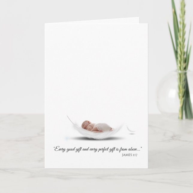Cartes Pour Fêtes Annuelles Bienvenue Nouveau bébé Écriture Religieuse (Devant)