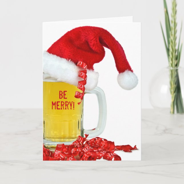 Cartes Pour Fêtes Annuelles Bière de Noël et casquette (Devant)