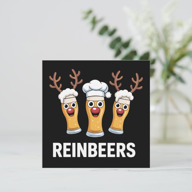 Cartes Pour Fêtes Annuelles Bières drôles de renne de Reinbeers Noël buvant  (Debout devant)